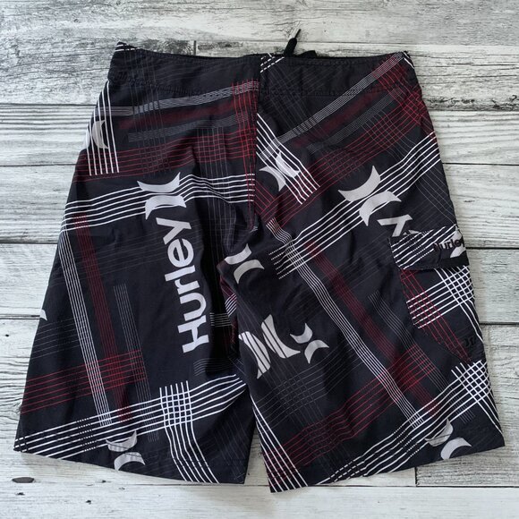 Hurley Striped Graphic Logo Spellout Lightweight Board Shorts - Picture 4 of 11
